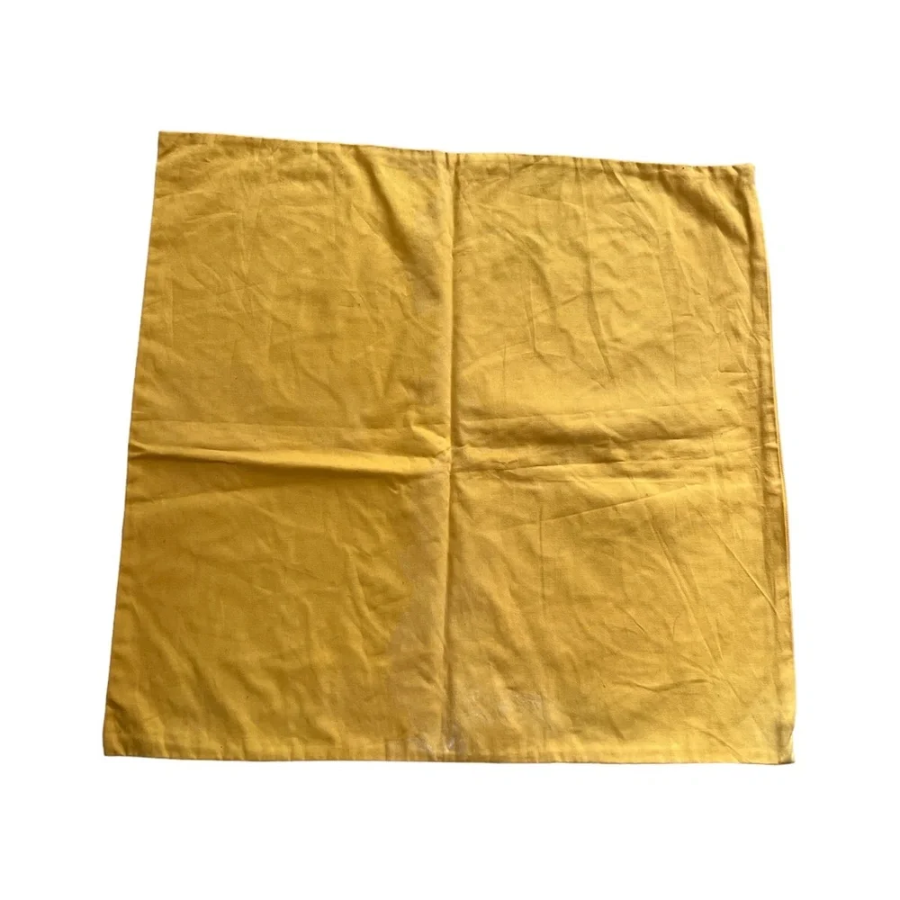 Accent pillow cover yellow with white embroidery  design 23X23” new no tags